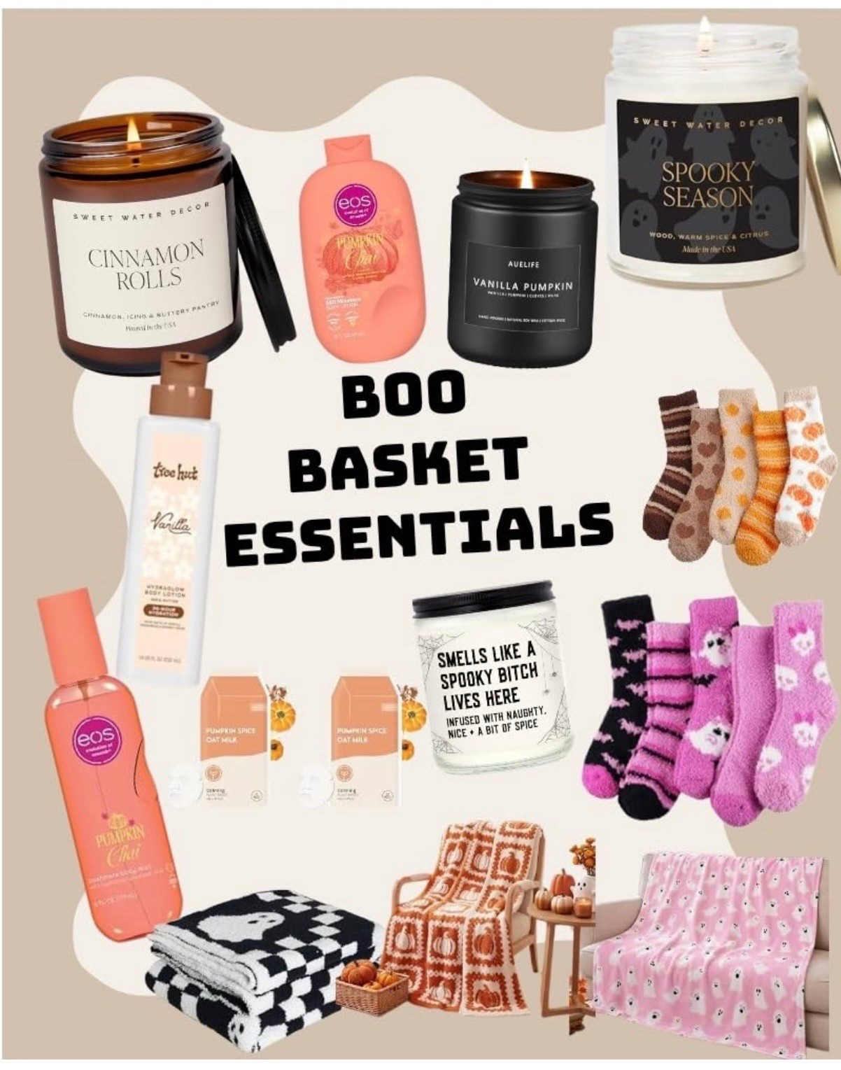 Treat your friends or yourself to a boo basket this spooky season! 👻 I found some great stuff to put in them, like candles, bath bombs, bath salts, body scrubs, and lotions. Perfect for a relaxing treat! And don’t forget that cozy blanket! 🎃👻🍁 #BooBasket #HalloweenTreats #SpookySeason

#LTKHome #LTKSeasonal #LTKMidsize