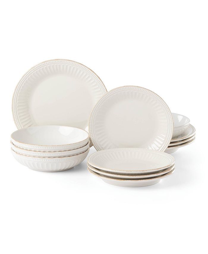 Lenox French Perle Groove White 12-Piece Dinnerware Set, Created for Macy's & Reviews - Dinnerwar... | Macys (US)