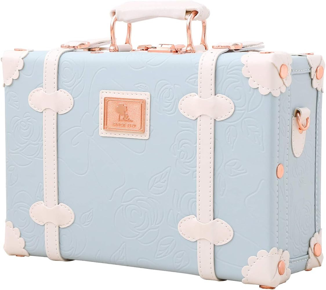 Unitravel 12inch Vintage Carry on Suitcase PU Leather Train Case with Combination Lock for Women | Amazon (US)