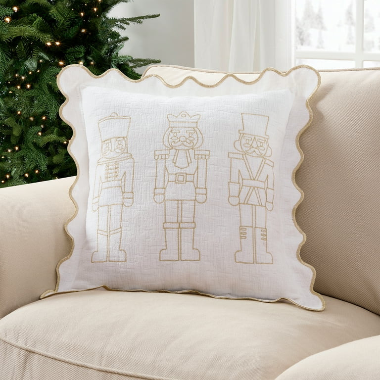 My Texas House 18" x 18" White Nutcracker Chenille Holiday Decorative Pillow | Walmart (US)