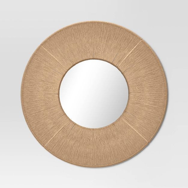 30" Round Jute Macrame Woven with 15" Round Mirror Wall Décor Brown - Threshold™ | Target