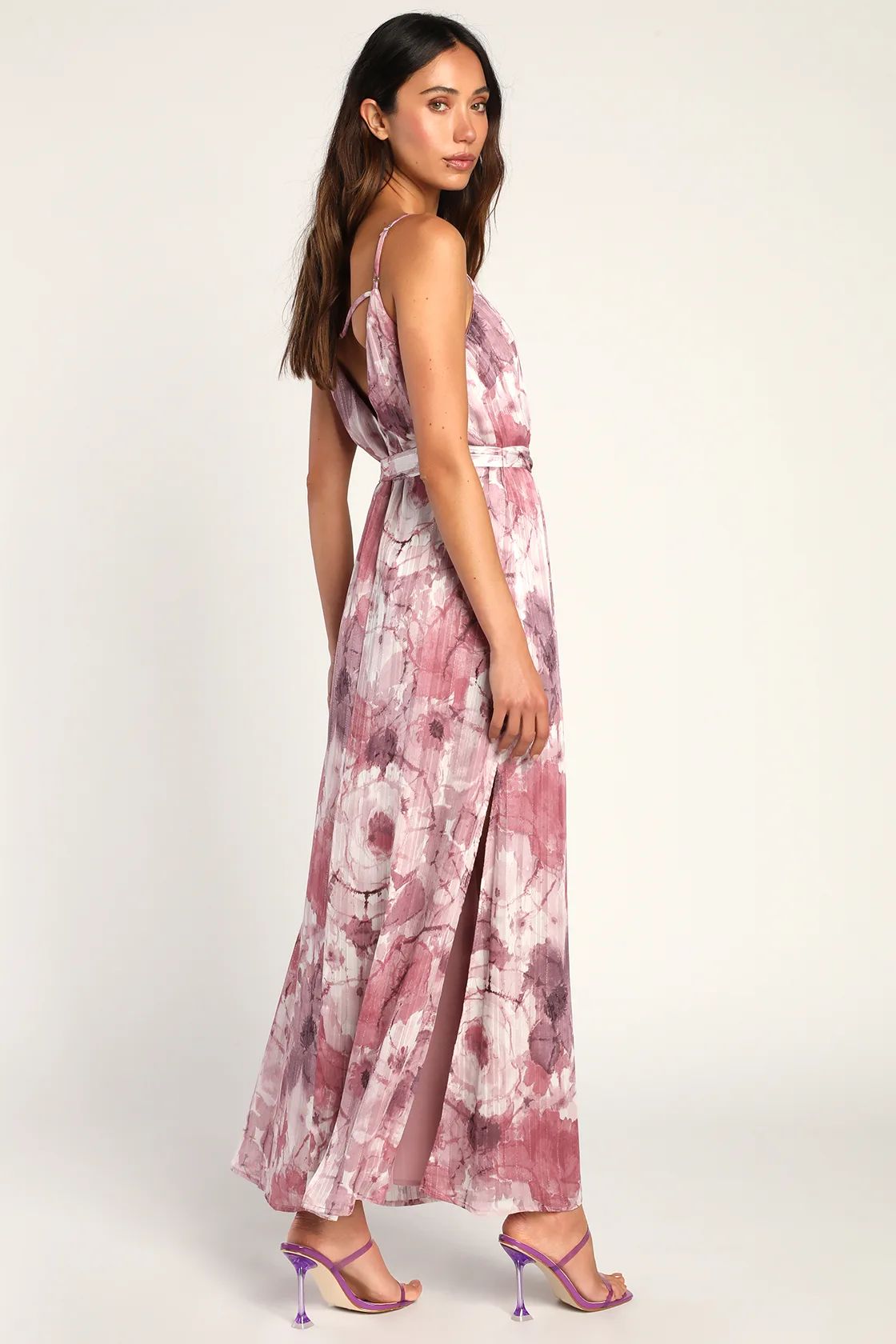 Sparkling Summer Purple Floral Lurex Maxi Dress | Lulus (US)