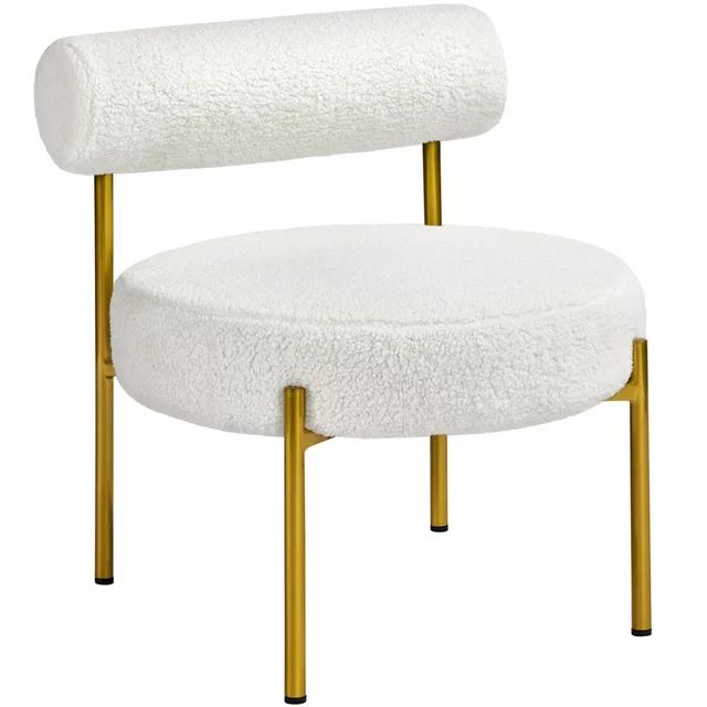 Topeakmart Modern Boucle Accent Chair with Gold Metal Legs for Living Room, White | Walmart (US)
