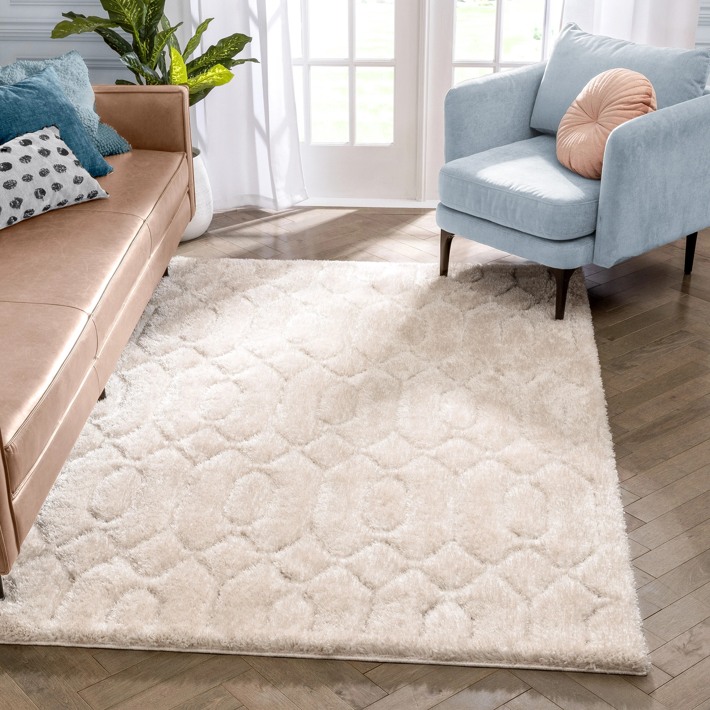 Well Woven Logan Winona Honeycomb Hexagon Pattern Shag 3D Textured Beige 7' 5" x 9' 10" Area Rug ... | Walmart (US)