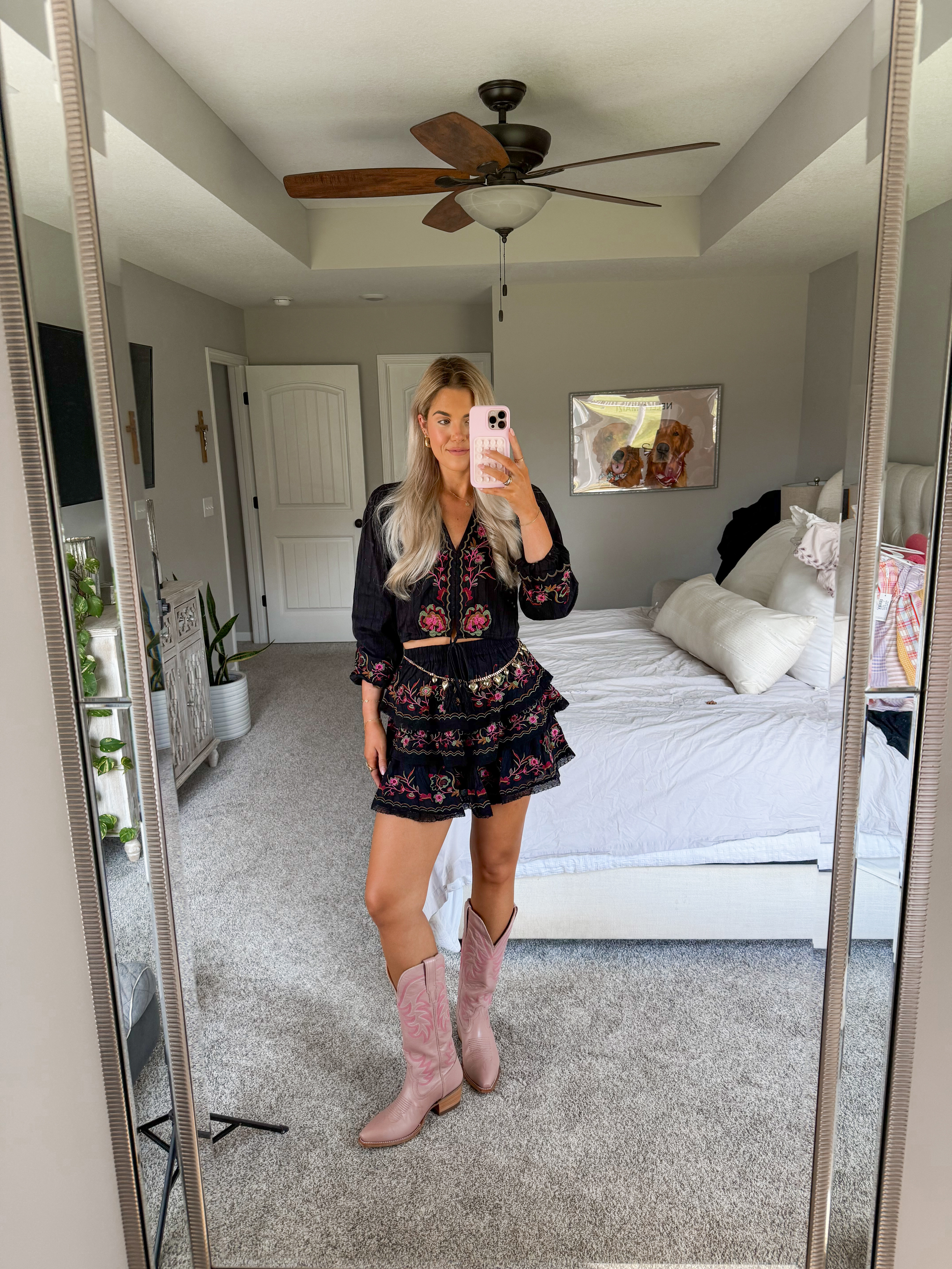 pink cowgirl boots outfit 🎀🌷💘 CODE: KIRASAVE30 works on the matching set (and sitewide!) 
size XS in top and XS in skirt 

#LTKFindsUnder50 #LTKShoeCrush #LTKStyleTip