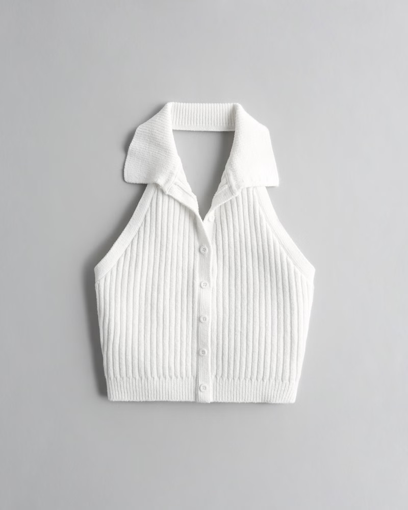 Crop Sleeveless Halter Polo Sweater | Hollister (US)