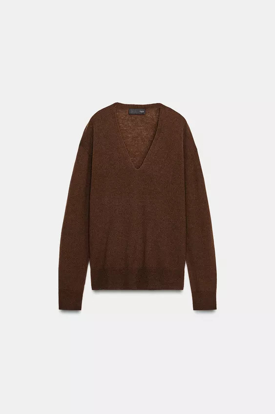 100% EXTRASOFT WOOL V-NECK JUMPER | Zara US