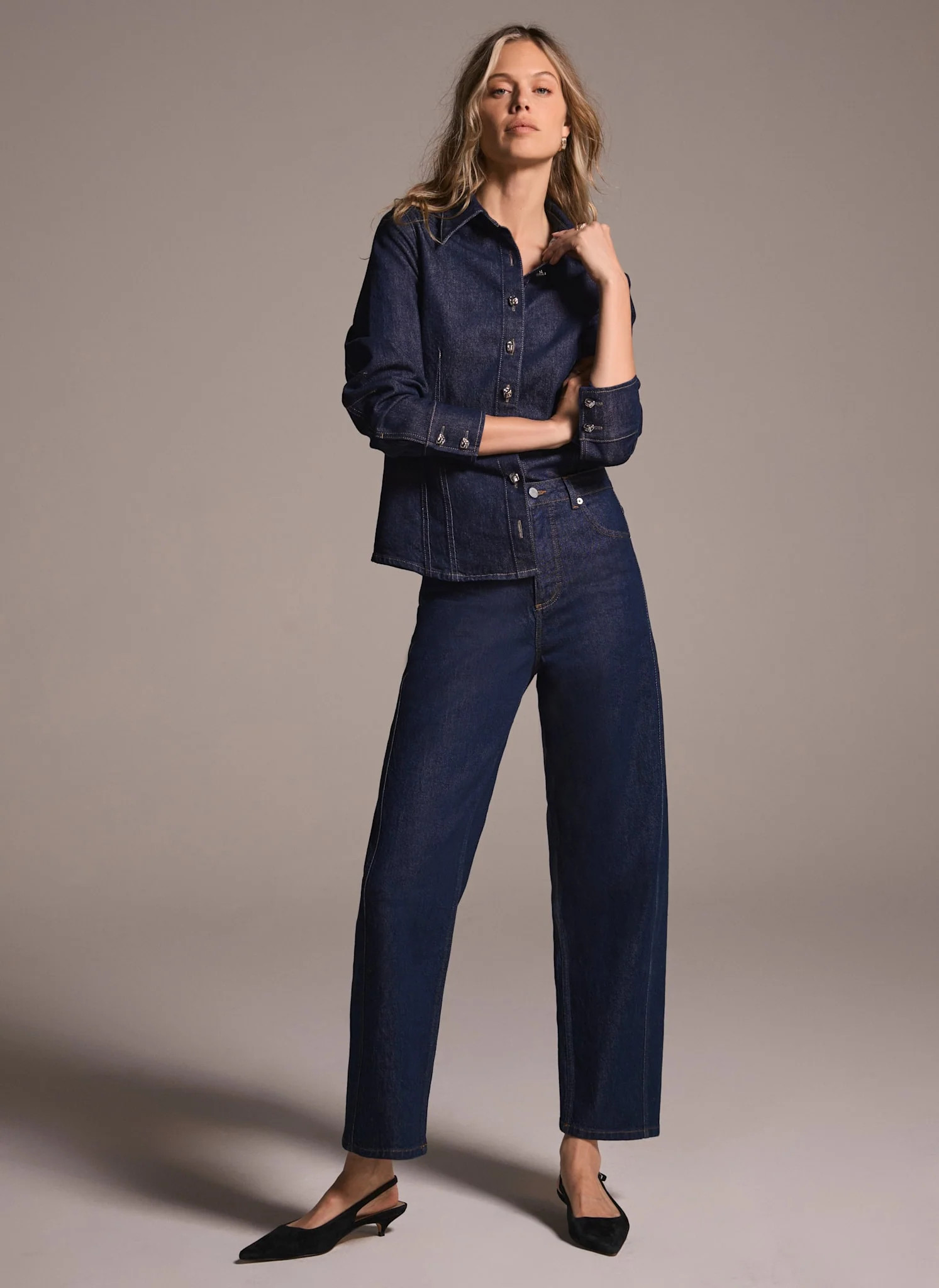 Dark Indigo Barrel Leg Jeans | Mint Velvet
