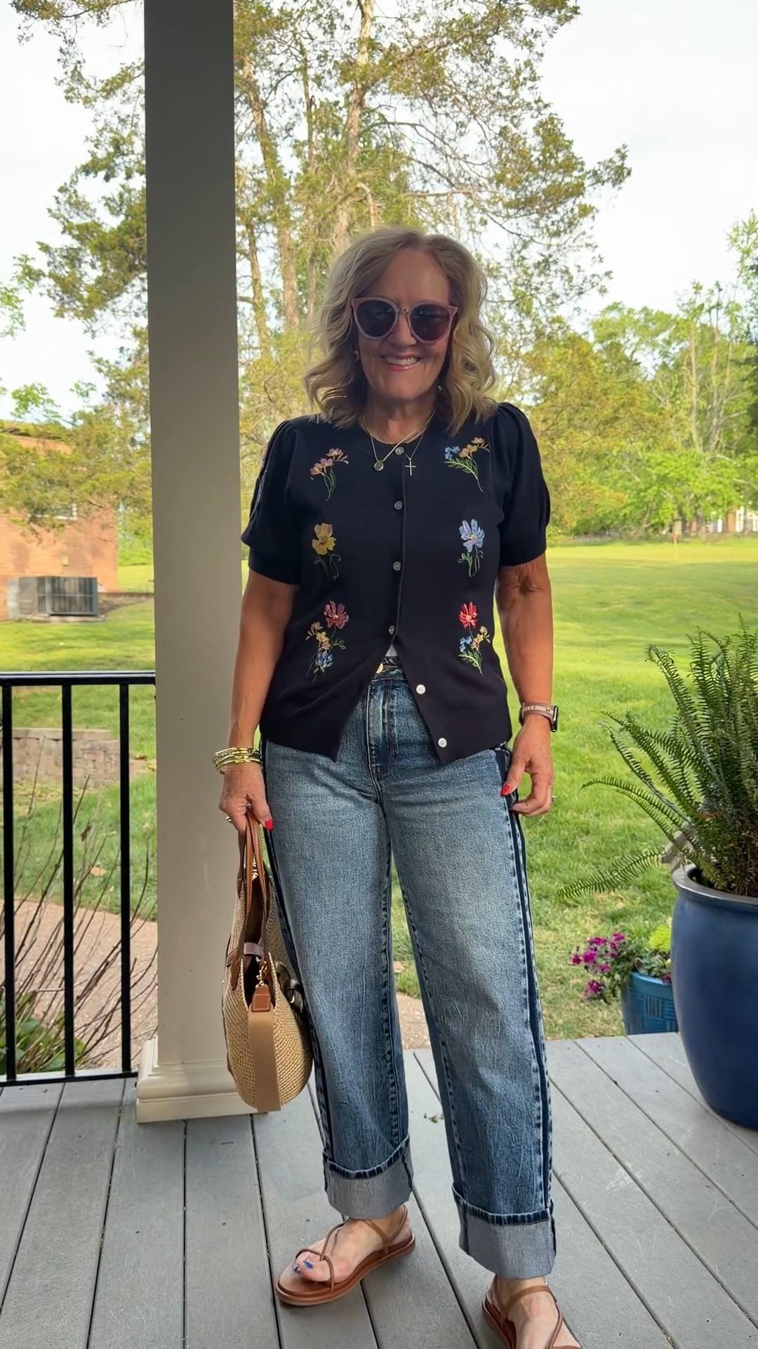 Walmart sweater restocked! Wearing a medium 
Jeans I sized down to a 6 not a lot of stretch they just run big. Get your reg size if you want them loose. I put the cuff in them 
Sandals are comfy with arch support. 
10% off my bag with code NANETTE
20% off my necklaces code TAKE20
Bangles are only $25 today 4/21 and 4/22 

#LTKootd #LTKPetite #LTKOver40
