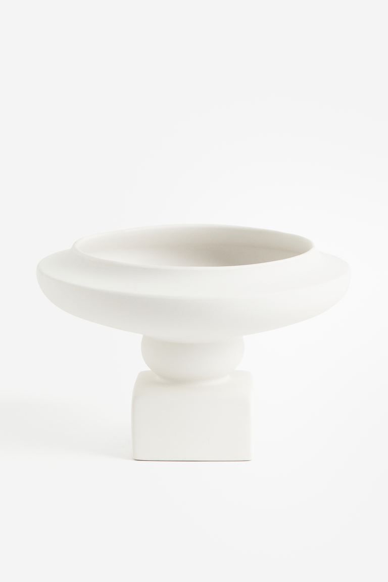 Stoneware Pedestal Bowl - White - Home All | H&M US | H&M (US + CA)