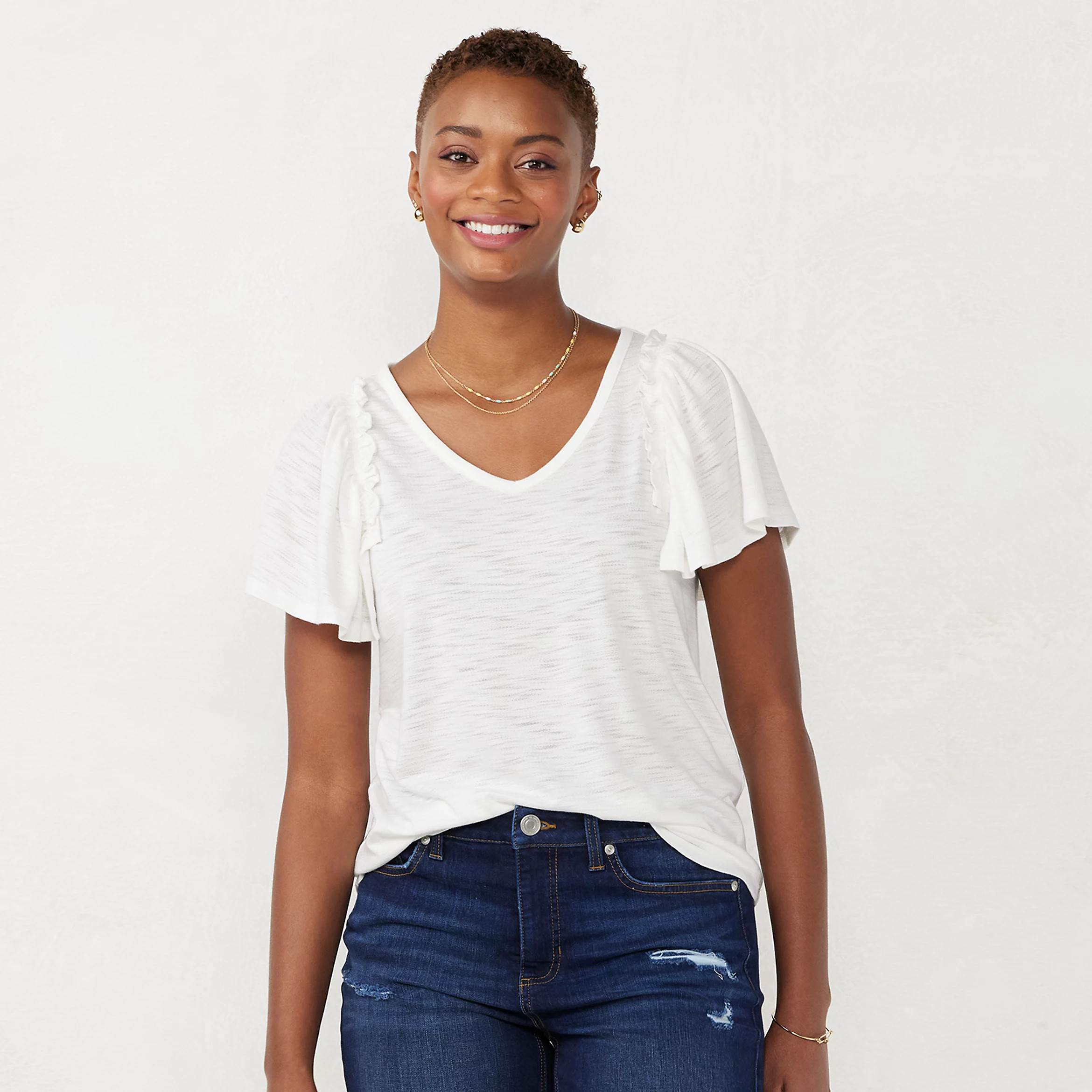 Women's LC Lauren Conrad Flutter Sleeve Tee | Kohl's
