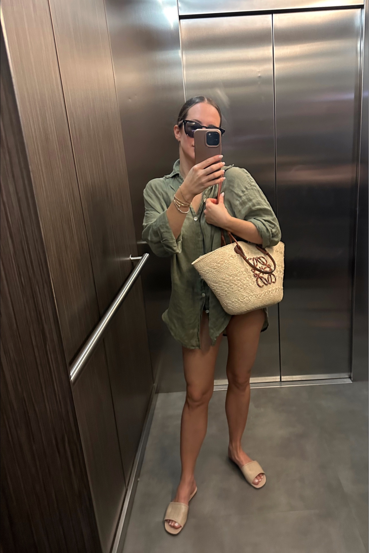 I am wearing a small in the shirt as it does run roomy.