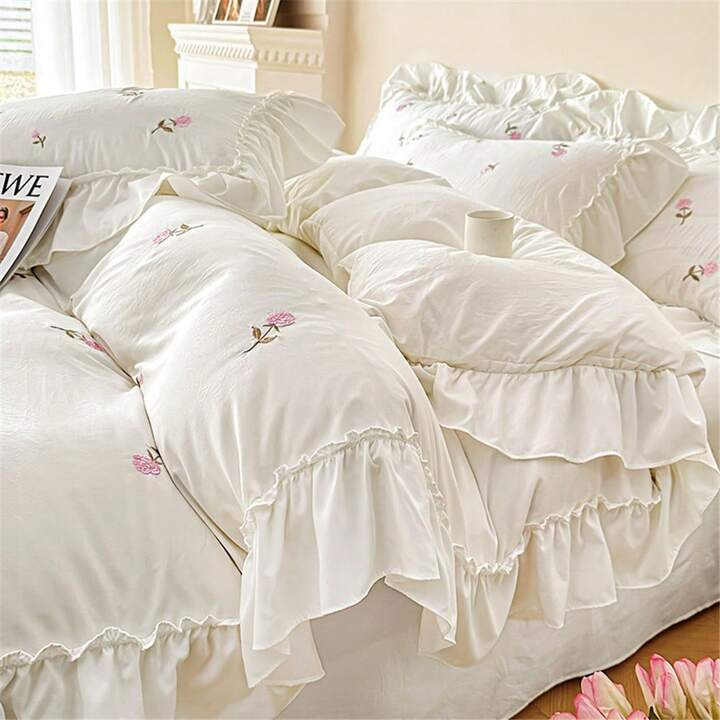 1set bloemenpatroon 4-delige beddengoedset (1 dekbedovertrek, 1 onderlaken, 2 kussenslopen, geen ... | SHEIN