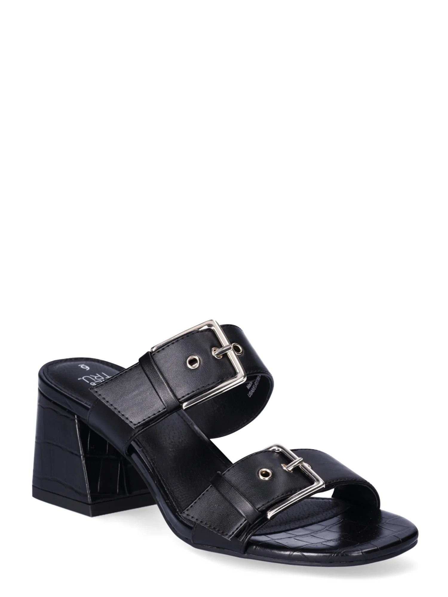 Time and Tru Women's Two Band Buckle Block Heel Sandals, Sizes 6-11 | Walmart (US)