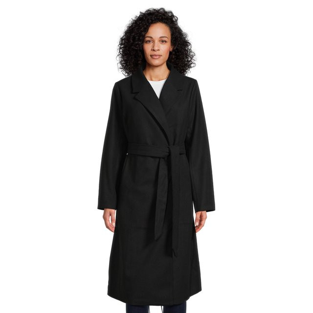 Jason Maxwell Women's and Women's Plus Long Coat with Tie Belt, Sizes S-3X | Walmart (US)