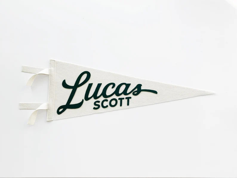 Lucas Pennant - Custom Name White Wool Felt Pennant Flag - Vintage Style Personalized Felt Pennan... | Etsy (US)