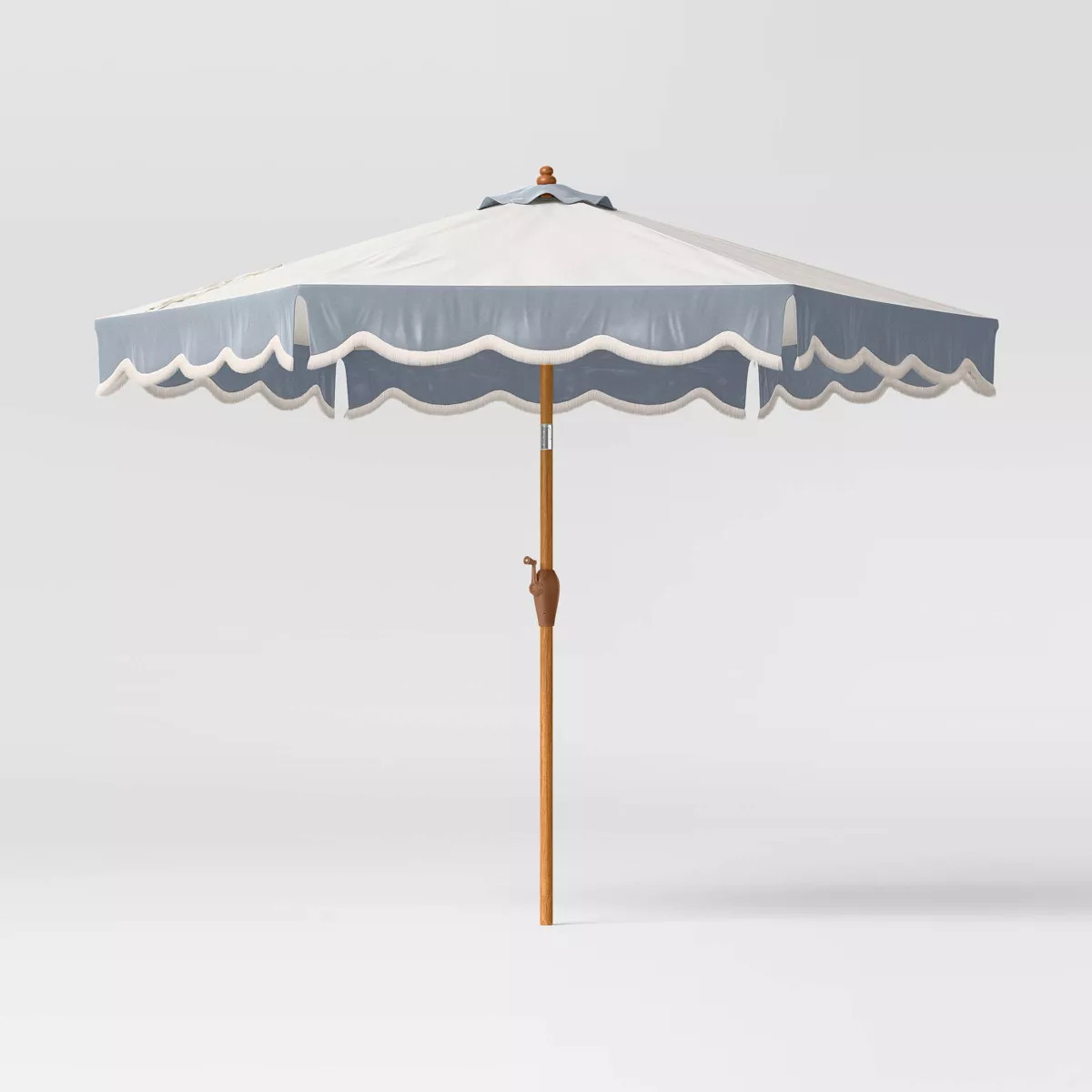 Round Scalloped Fringe Edge Outdoor Patio Market Umbrella Slate Blue - Threshold™ designed with... | Target