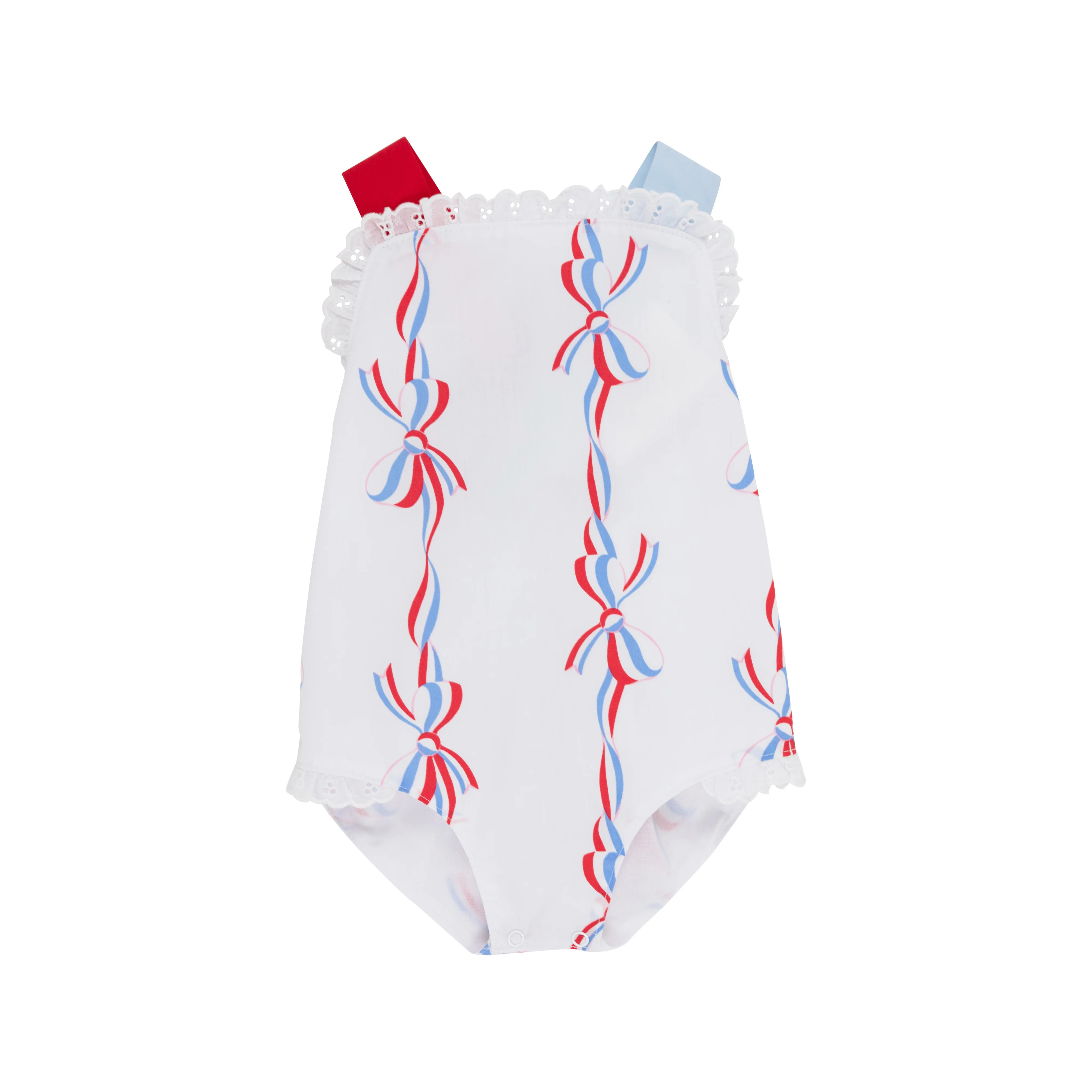 Sisi Sunsuit - America's Birthday Bows with Richmond Red and Buckhead Blue | The Beaufort Bonnet Company
