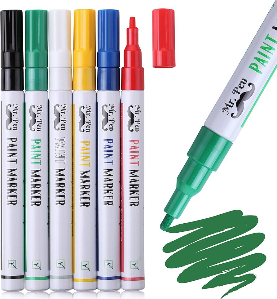 Mr. Pen- Paint Markers, 6 Pack, Paint Pens, Fine Point Markers, Permanent Markers Assorted Colors... | Amazon (US)