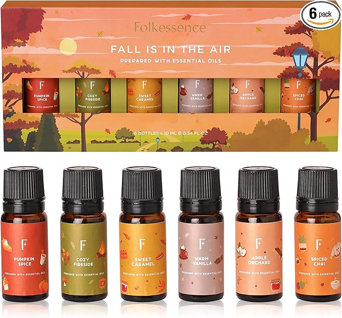 Folkulture Fall Essential Oils for Diffuser Oil, Essential Oils Set of 6 x 0.34 fl oz, 60 ml Frag... | Amazon (US)