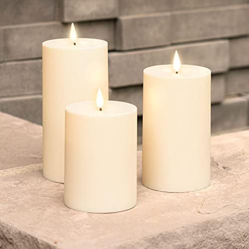 Outdoor Flameless Candles with Timer - LED Pillar Candle Set, Waterproof for Patio Decor, Battery... | Amazon (US)