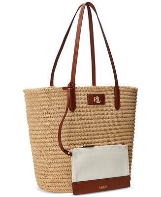 Lauren Ralph Lauren Straw Brie Tote Bag - Macy's | Macy's