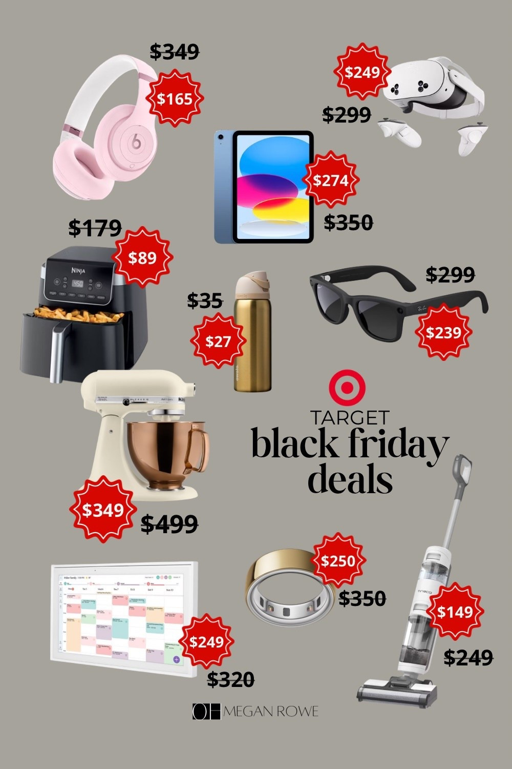 TARGET BLACK FRIDAY DEALS are HERE 🎯🔥
I rounded up the best Target markdowns this year—tech, home, kitchen, and gifts that ALWAYS sell out fast! Shop Beats headphones, iPad, Ninja air fryer, Meta VR headset, Ray-Bans, Kitchenaid mixer, smart calendar frame, Oura ring, vacuums + more… all at insane prices!

✨ Top Deals Included:
• Beats Headphones
• iPad
• Meta Quest VR
• Kitchenaid Mixer
• Ninja Air Fryer
• Ray-Ban Smart Glasses
• Tineco Vacuum
• Calendar Frame
• Oura Ring
• Stanley + travel bottle dupes

Save this post to shopping cart your holiday list in one place!
Tap to shop all Target Black Friday deals 🎯🖤

#LTKCyberWeek #LTKGiftGuide #LTKHoliday