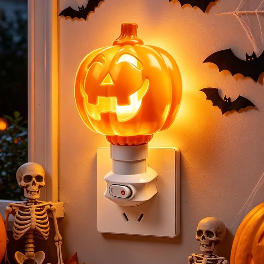 Klarlight Halloween Pumpkin Orange Night Light, Jack-O-Lantern Plug Into Wall Flame Light Bulb, 2... | Amazon (US)