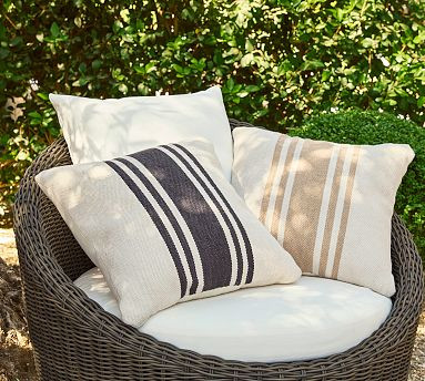 Modern Farmhouse Striped Outdoor Pillow | Pottery Barn (US)