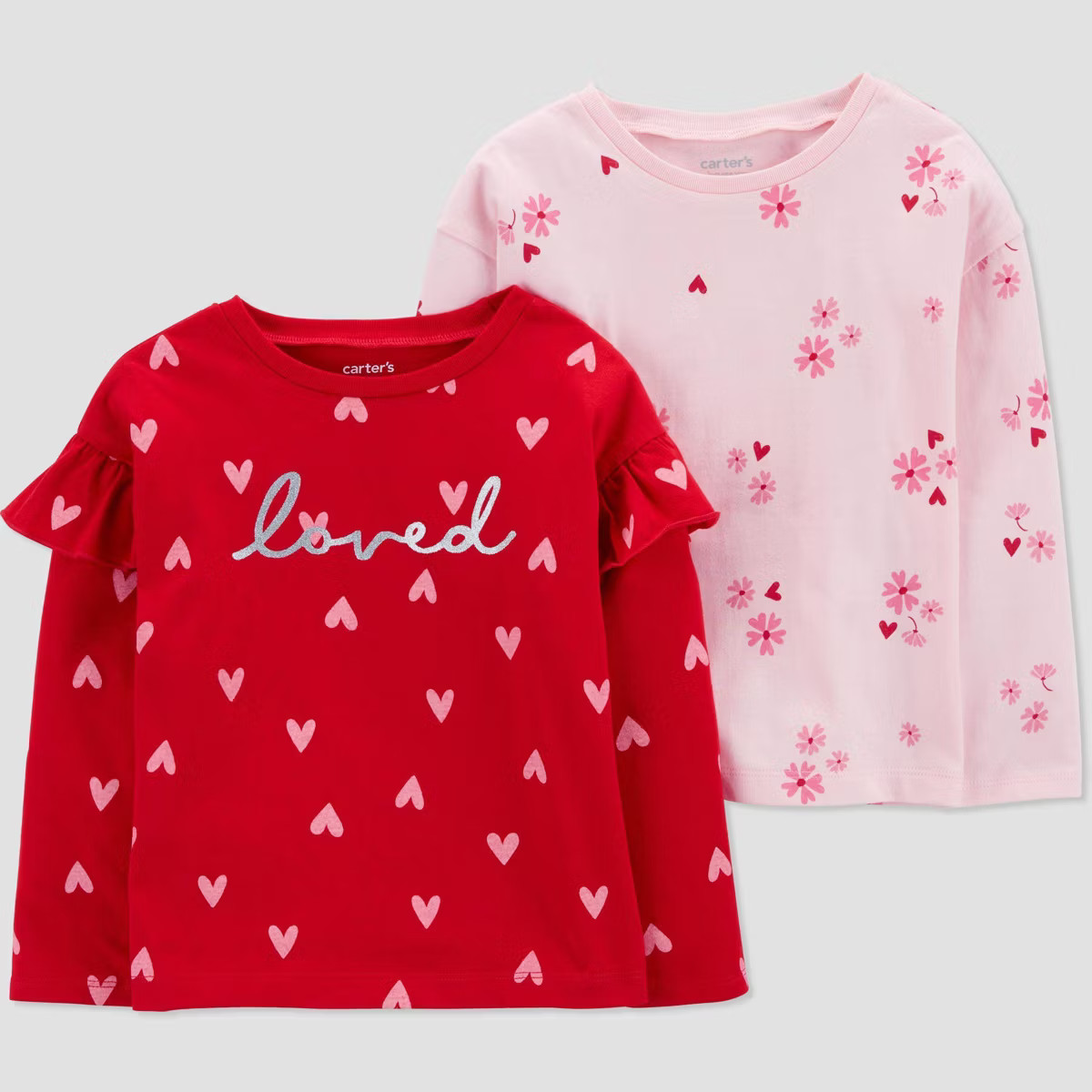 Carter's Just One You®️ Toddler Girls' 2pk Valentine's Day Hearts and Florals T-Shirt - 2T | Target