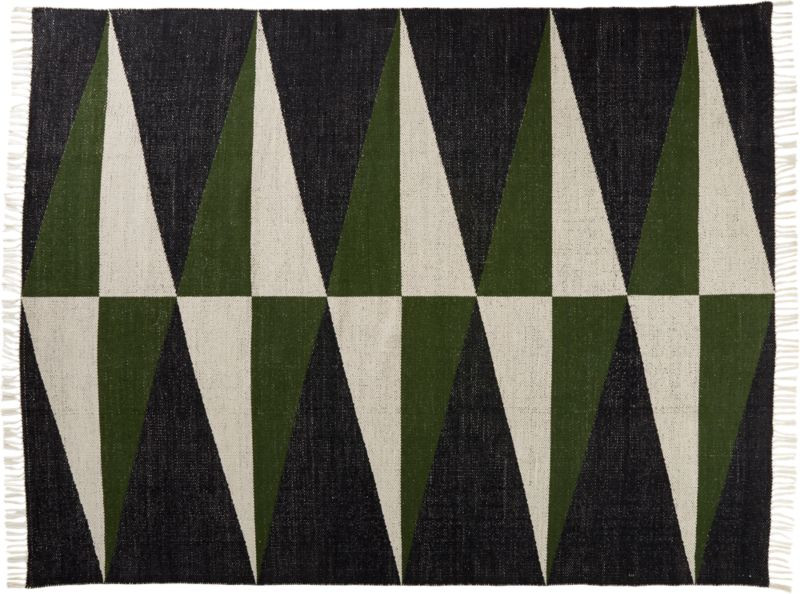 Dart Black and Grey Diamond Indoor-Outdoor Dhurrie Rug 8'x10' | CB2 | CB2
