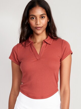 UltraLite Rib-Knit Cropped Polo Shirt for Women | Old Navy (US)
