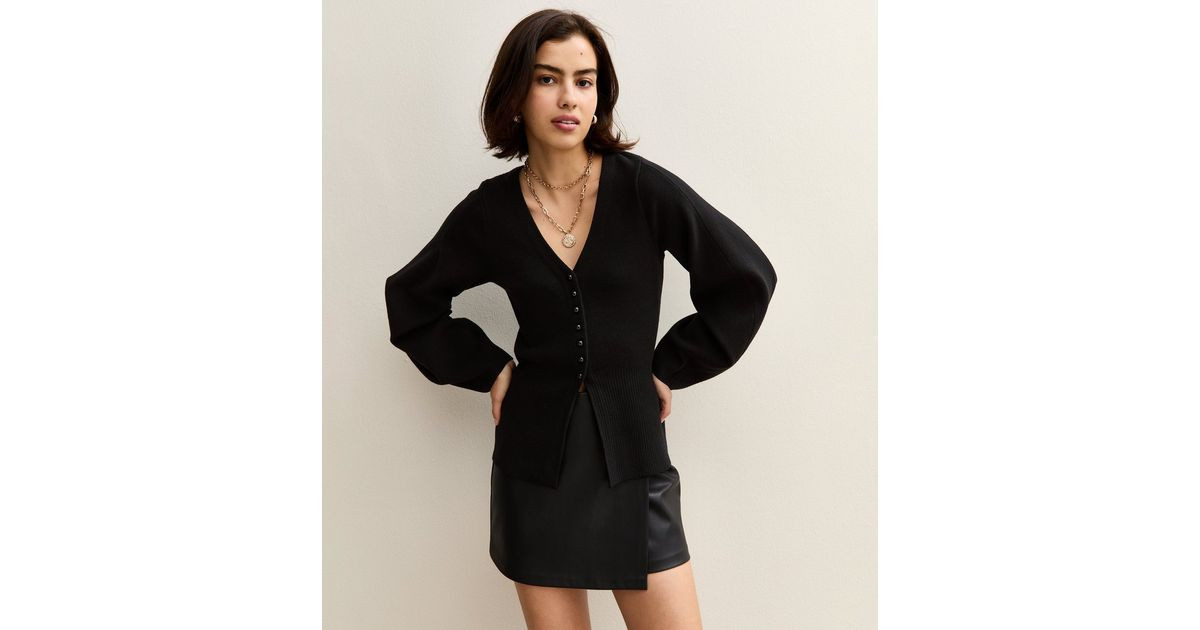 Black Compact Knit V Neck Cardigan | New Look | New Look (UK)