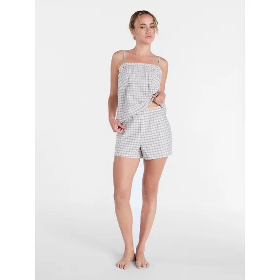 Joyspun Women's Woven Poplin Sleep Shorts, 3'' Inseam, Sizes XS-3X | Walmart (US)