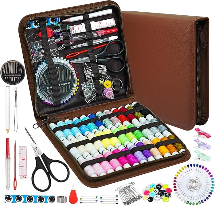 JUNING Sewing Kit with Case 168pcs Portable Sewing Accessories and Supplies for Home Traveler, Ad... | Amazon (US)