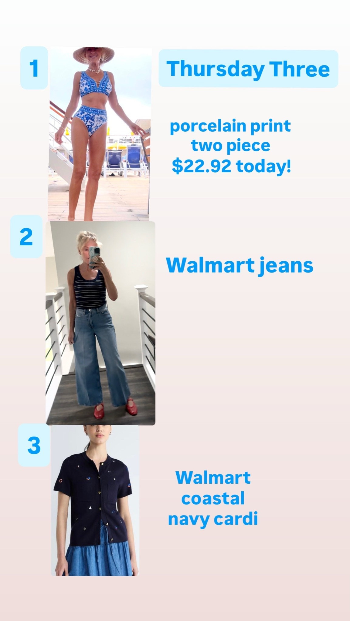 Thursday Three-#swimsuit #jeans #vacationsweater

#LTKOver40 #LTKSaleAlert #LTKPetite