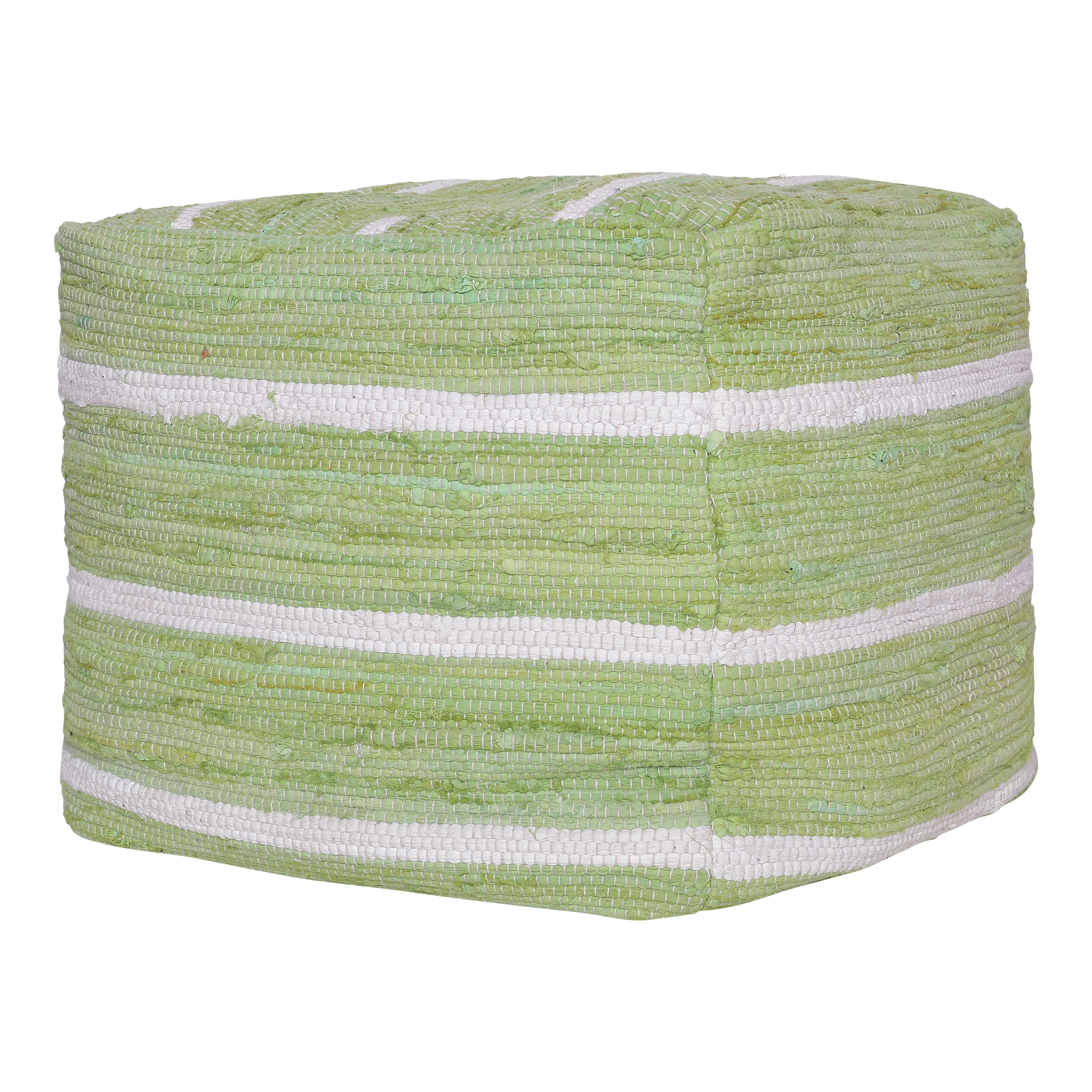 Andros Contemporary Striped 18" Wide Square Ottoman Pouf | Wayfair North America