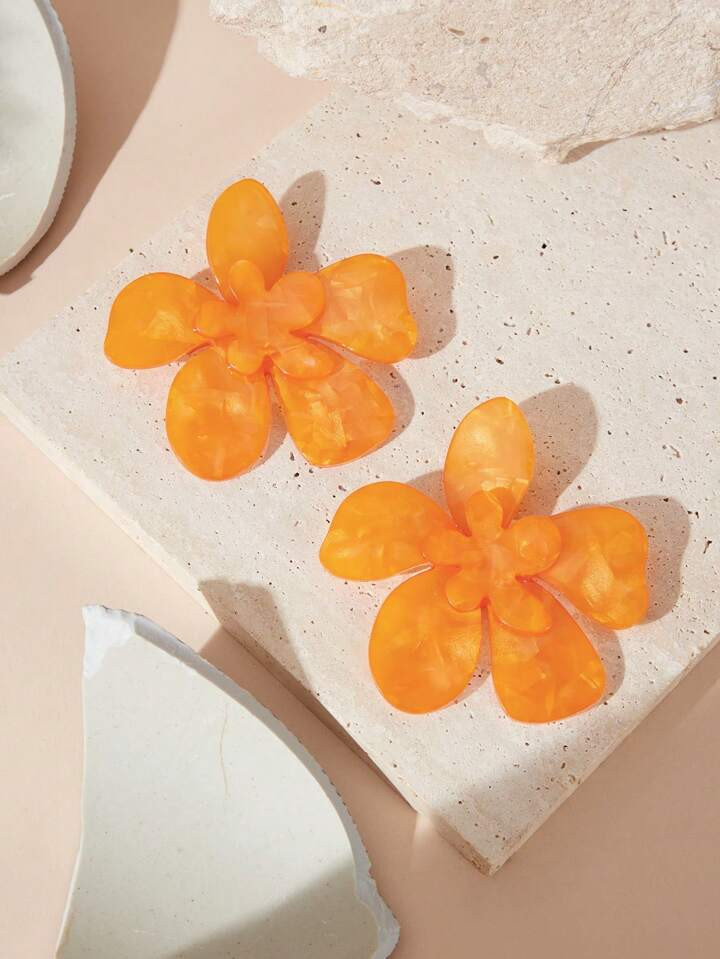 SHEIN VCAY 1pair Stylish Acetic Acid Flower Shaped Personality Earrings | SHEIN