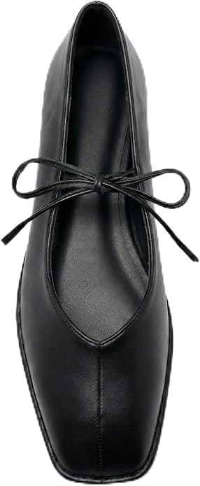 Lace Up Square Toe Ballet Flats for Women Cute Bow Slip On Mary Jane Flats Casual Ballerina Shoes | Amazon (US)