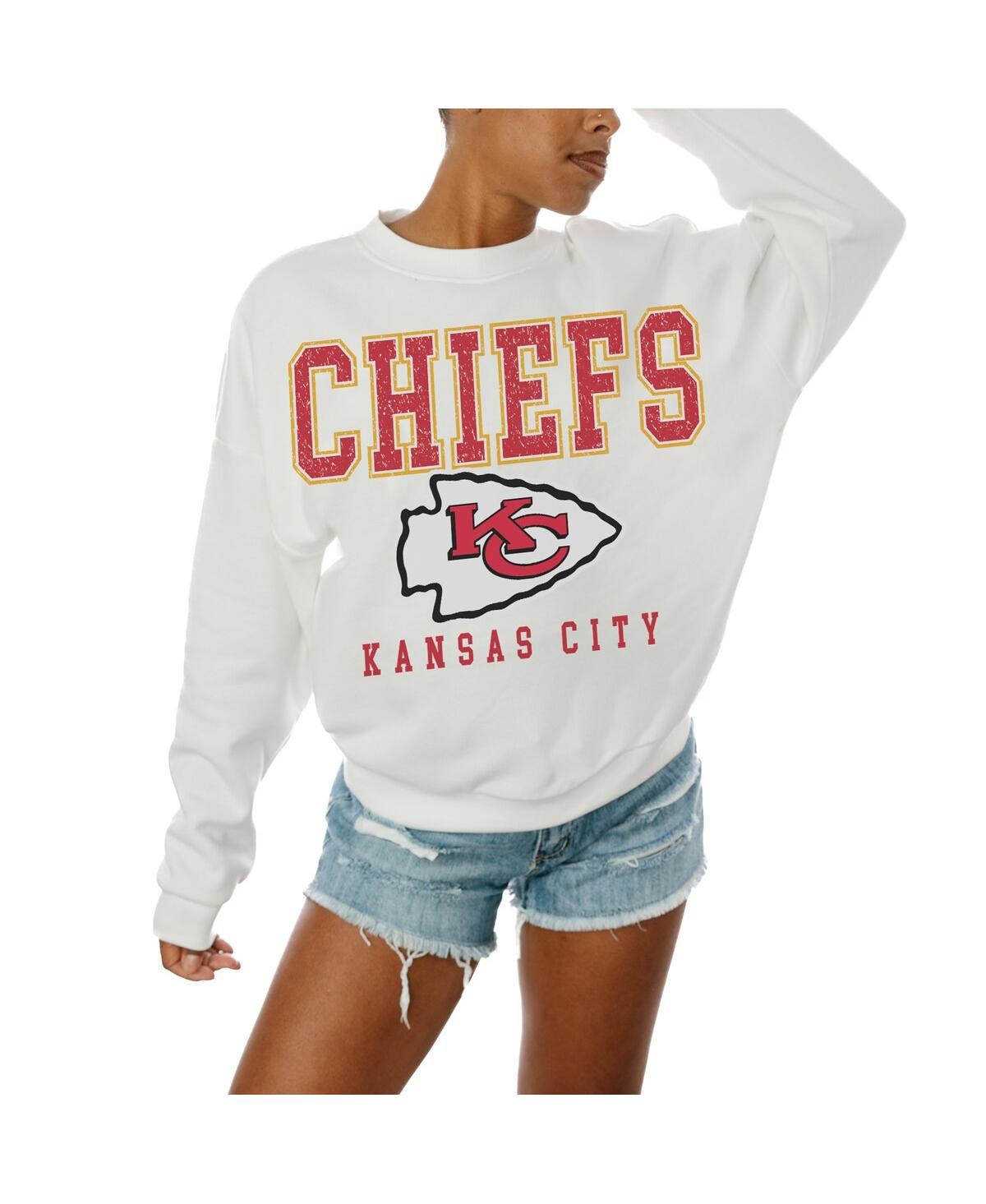 Gameday Couture Women's White Kansas City Chiefs Sunday Drives Oversized Crewneck Pullover Sweatshirt - White | Macy's