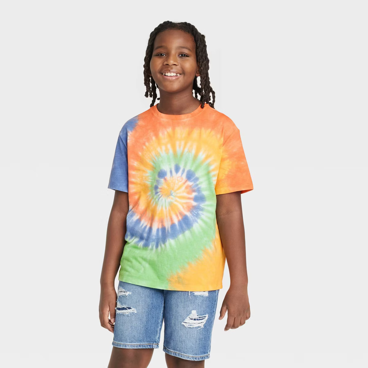 Boys' Tie-Dye Short Sleeve T-Shirt - art class™ Orange/Purple/Green | Target