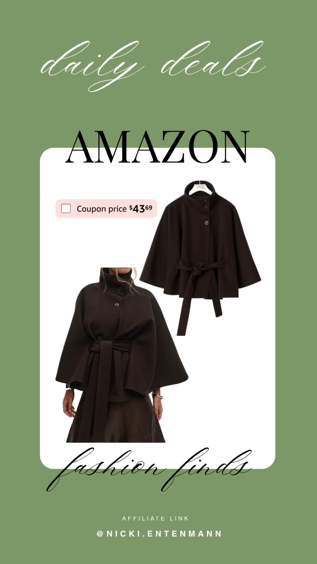 This womens batwing sleeve poncho coat brings cheerful charm and effortless elegance to everyday outfits with cozy flair. #PonchoCoat #WomensFashion #BatwingSleeves #OuterwearStyle #WardrobeEssentials #DailyOutfits #LifestyleLooks #ModernStyle #CasualWear #CozyComfort 🧥✨🌸
 

 #LTKdayinmylife #LTKootd #LTKTravel