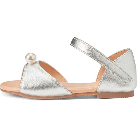 Age of Innocence | Mila Pearl Velcro Ankle Strap Leather Sandals, Silver (Multicolor, Size 28) | Mai | Maisonette