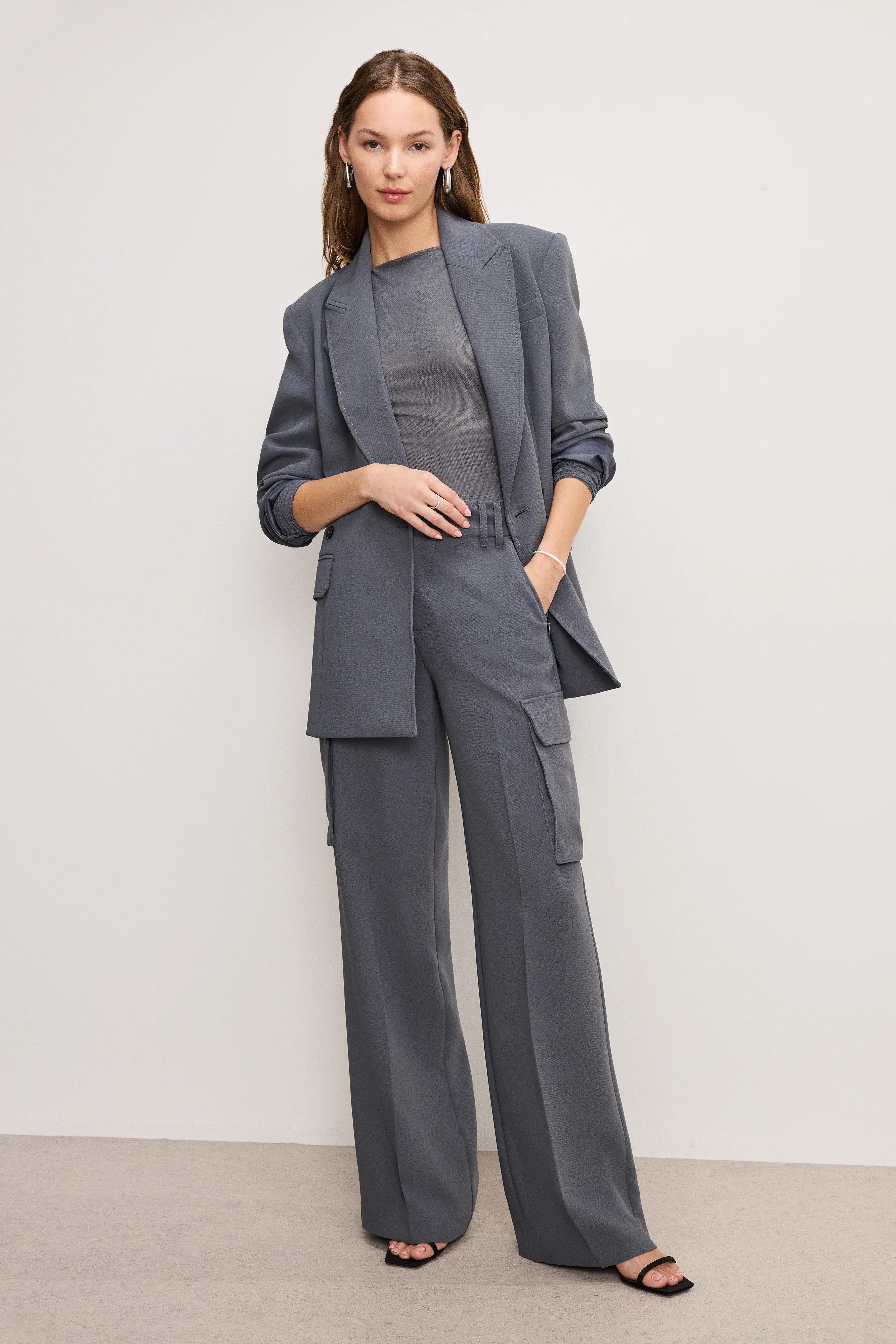 LUXE SUITING  CINCHED BLAZER | CARBON003 - GOOD AMERICAN | Good American