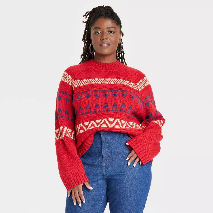 Women's Mock Turtleneck Pullover Sweater - Universal Thread™ Fair Isle | Target
