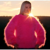 Supertanya Neon Pink Mohair Sweater Crewneck Thick Fuzzy Pullover, Ready To Ship, Size L - Xl | Etsy (US)
