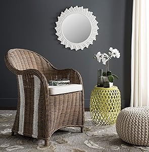 Safavieh Home Collection Hemi Brown & White Striped Wicker Club Chair, Standard | Amazon (US)