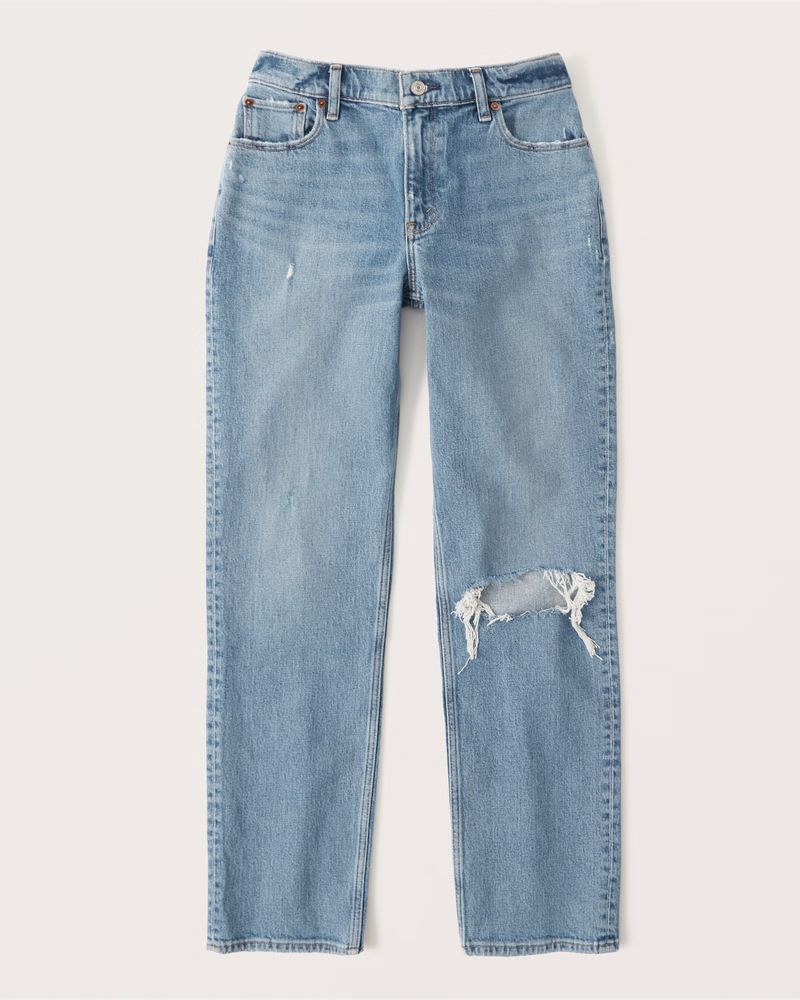 Curve Love Low Rise 90s Straight Jeans | Abercrombie & Fitch (US)