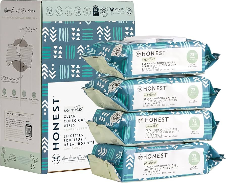 Clean Conscious Wipes | 99% Water, Compostable, Plant-Based, Baby Wipes | Hypoallergenic, EWG Ver... | Amazon (US)