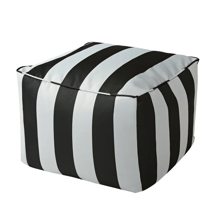 Better Homes & Gardens Dream Bean Patio Bean Bag Ottoman, Black and White Cabana Stripes | Walmart (US)